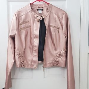 New Venus motorcycle jacket vegan faux leather Rose Gold Medium